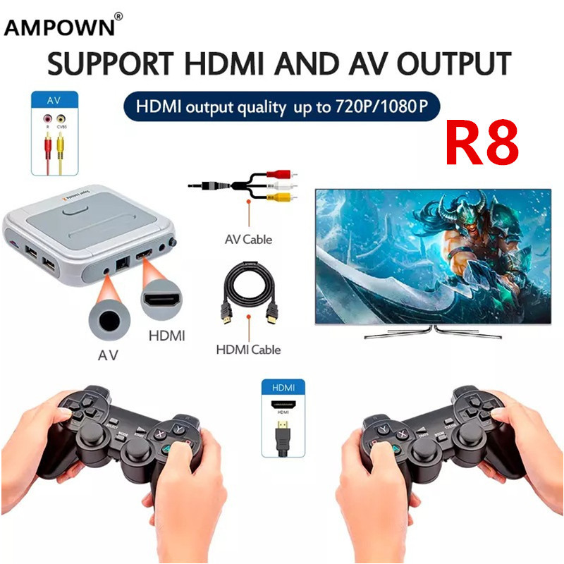 AMPOWN R8跨境开源视频游戏机模拟器双人对战经典怀旧游戏机街机