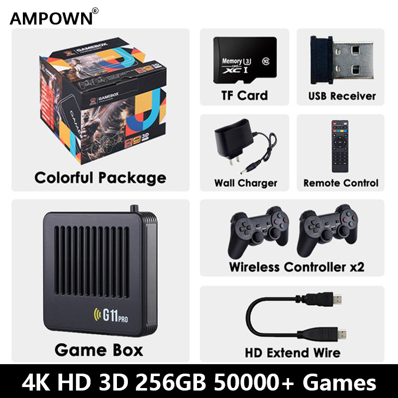 AMPOWN G11pro双系统电视机机顶盒4K游戏机双人无线家庭游戏机